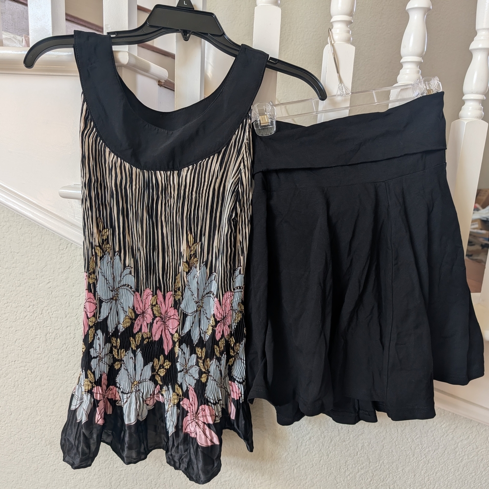 Black Floral Skirt